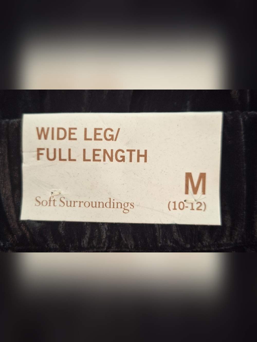 Soft Surroundings Black Crushed Velvet Wide Leg Pants Medium NWT *Q - Picture 4 of 9